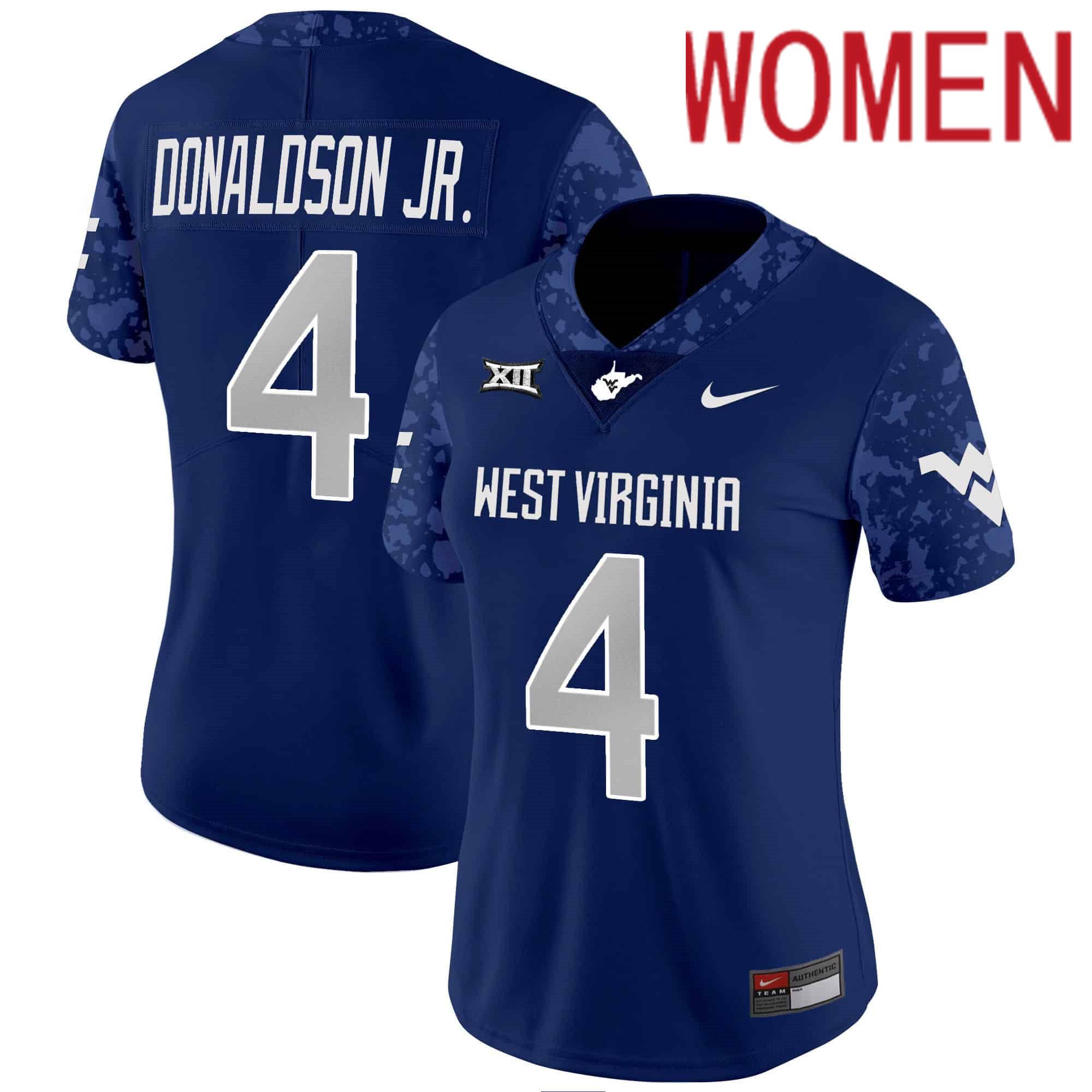 Women West Virginia Mountaineers #4 Donaldson jr Blue 2024 Nike Vapor Limited NCAA Jersey